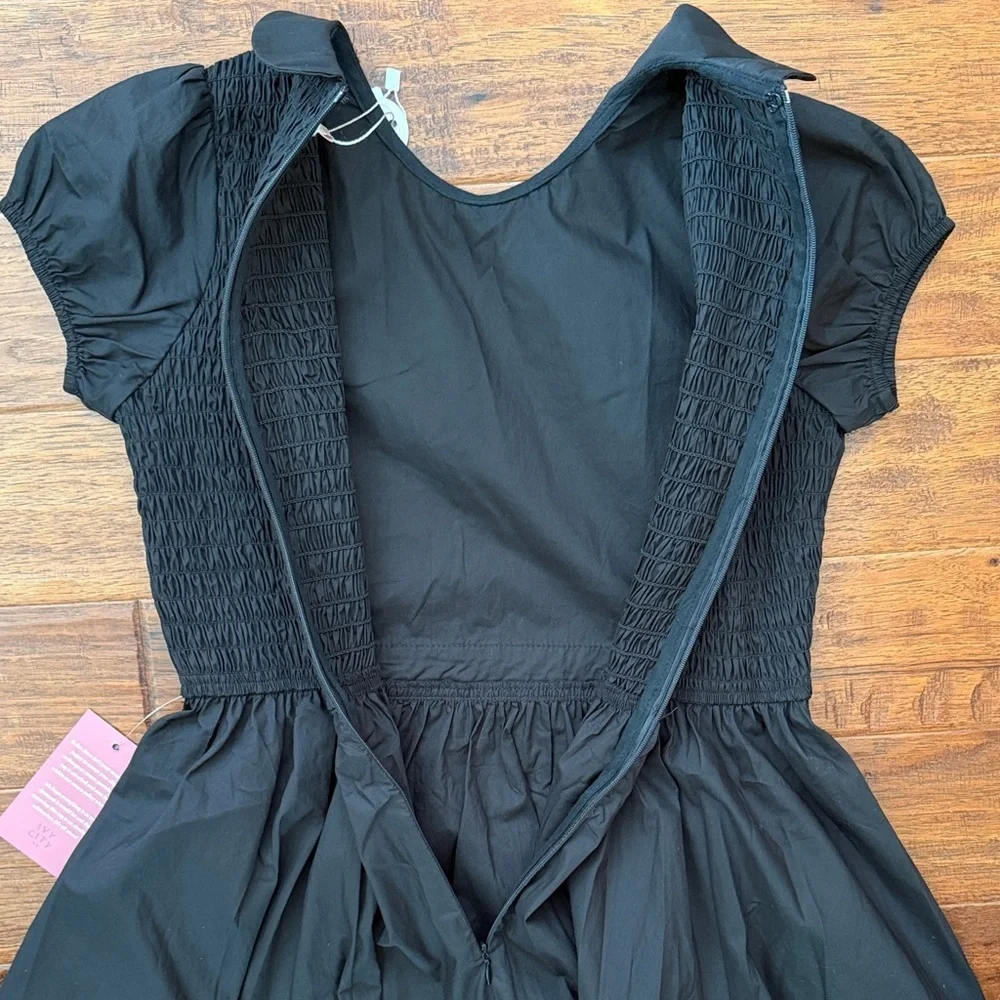 Ivy City Co Mini Murphy Black Dress with Gold Floral Trim, size 11/12